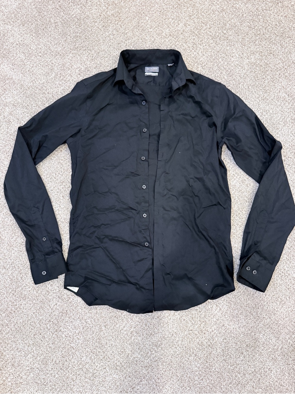 Van Heusen Black Long-Sleeve Dress Shirt